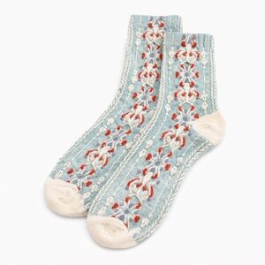Anthropologie Floral Patterned Blue and Cream Socks NEW